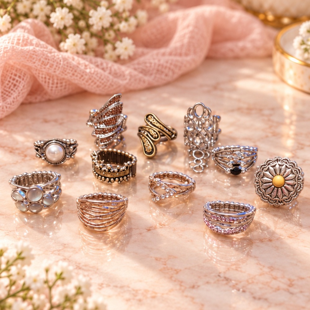 11 Stretch Rings | Assorted Fashion Rings - Picture 2 of 2